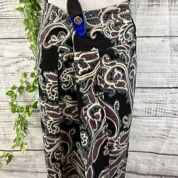 Christopher & Banks Skirt size 10 Black Red Paisley A Line Midi Boho Modest Slim - Picture 15 of 16
